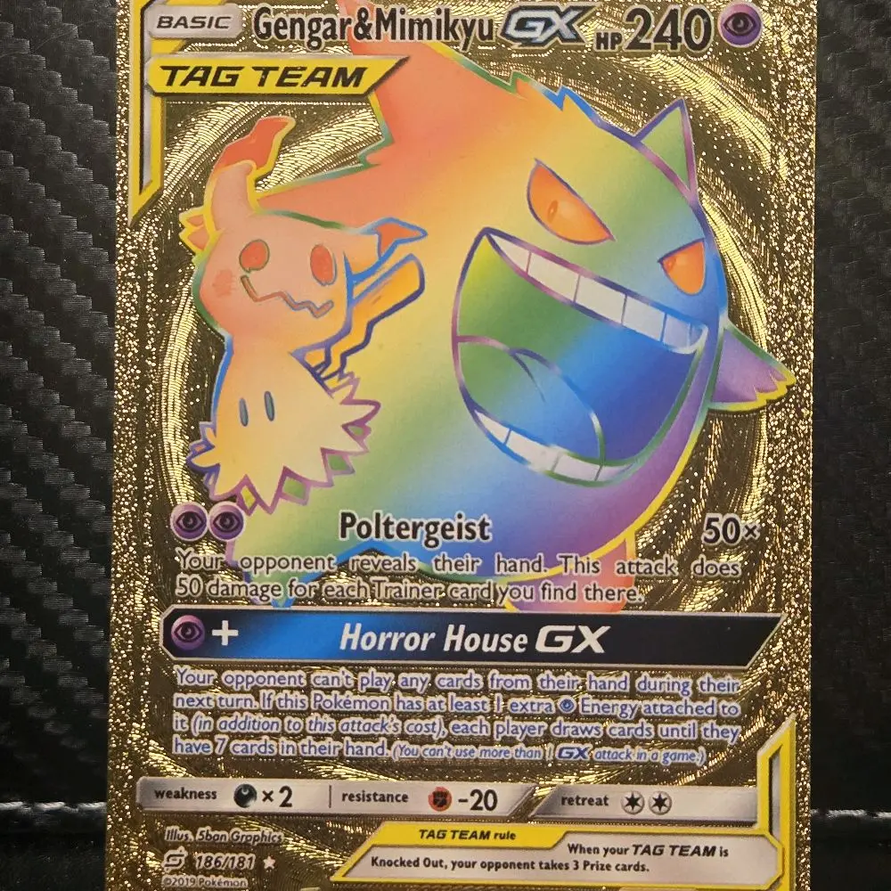 Gengar & Mimikyu Custom-made Gold Fan art card