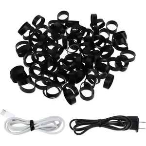 100 Pieces 0.5 Inch Small Elastic Silicone Rubber Bands Black Strong Rubberbands Heavy Round Siliconebands for Wire Cord Cable Wrapping, Bundle
