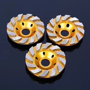 3-Piece 4-Inch Heavy-Duty Diamond Grinding Cup Wheel, 12-Segment Turbine Disc for Concrete, Stone, Ceramic, DIY Projects, Metal