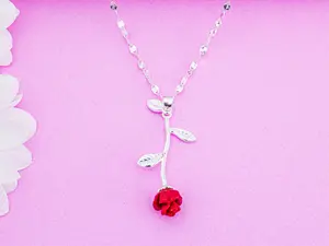 Red Rose Pendant Solid Silver .925