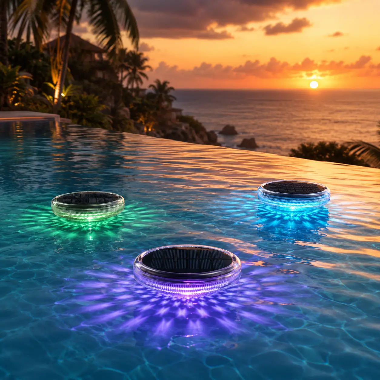 Solar Pool Lights That Float, 6.3" Ripple Effect Starburst LED Floating Lights with Remote, Color Changing Solar Powered Underwater Decor for Above Ground Pools, Fountain, Spa backyard