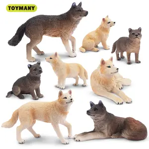 Toymany 8PCS Wolf Figures Forest Animals Toy Figurines - Realistic Jungle Zoo Animal Figurines，Educational Toy Cake Toppers Christmas Birthday Gift for Kids Boys Girls