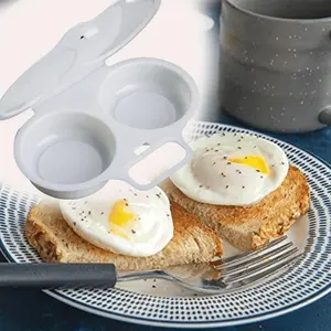 1pc Microwave Egg Poacher - 2-Cup Round Steamer for Fluffy Omelettes And Perfect Boiled Eggs - Non-Toxic Plastic, Dishwasher Safe - Quick Breakfast Solution for Home/Office