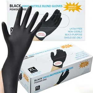 100PPcs Black Nitrile Gloves, Enlarged XL Thick Disposable Gloves Without Latex or Powder, Large Hand Safety Gloves, Suitable for Tattoos, Surgeries, Food Preparation, and Cleaning