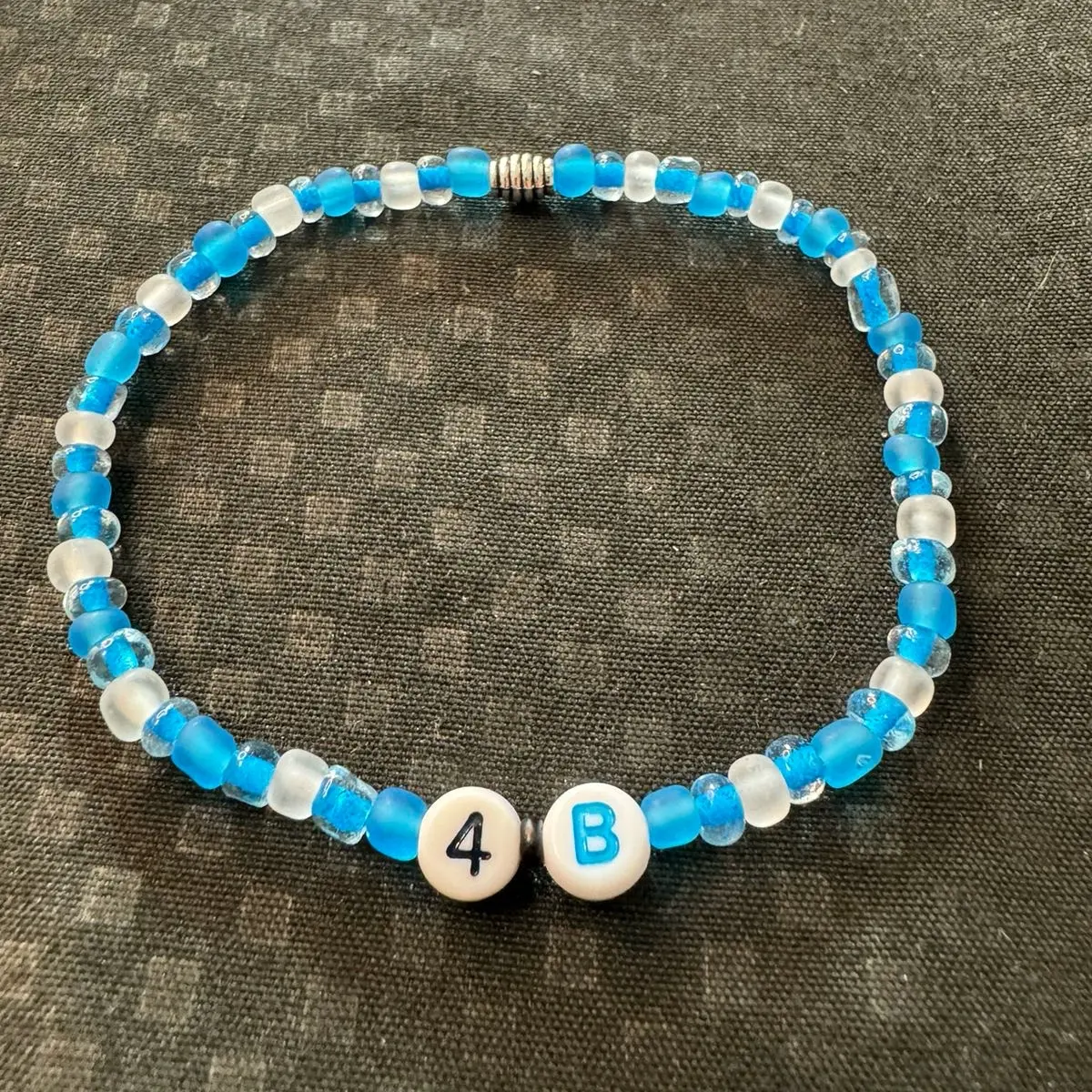 Blue Movement Unisex Bracelet, Size 7, Seed Beads, Stretchy
