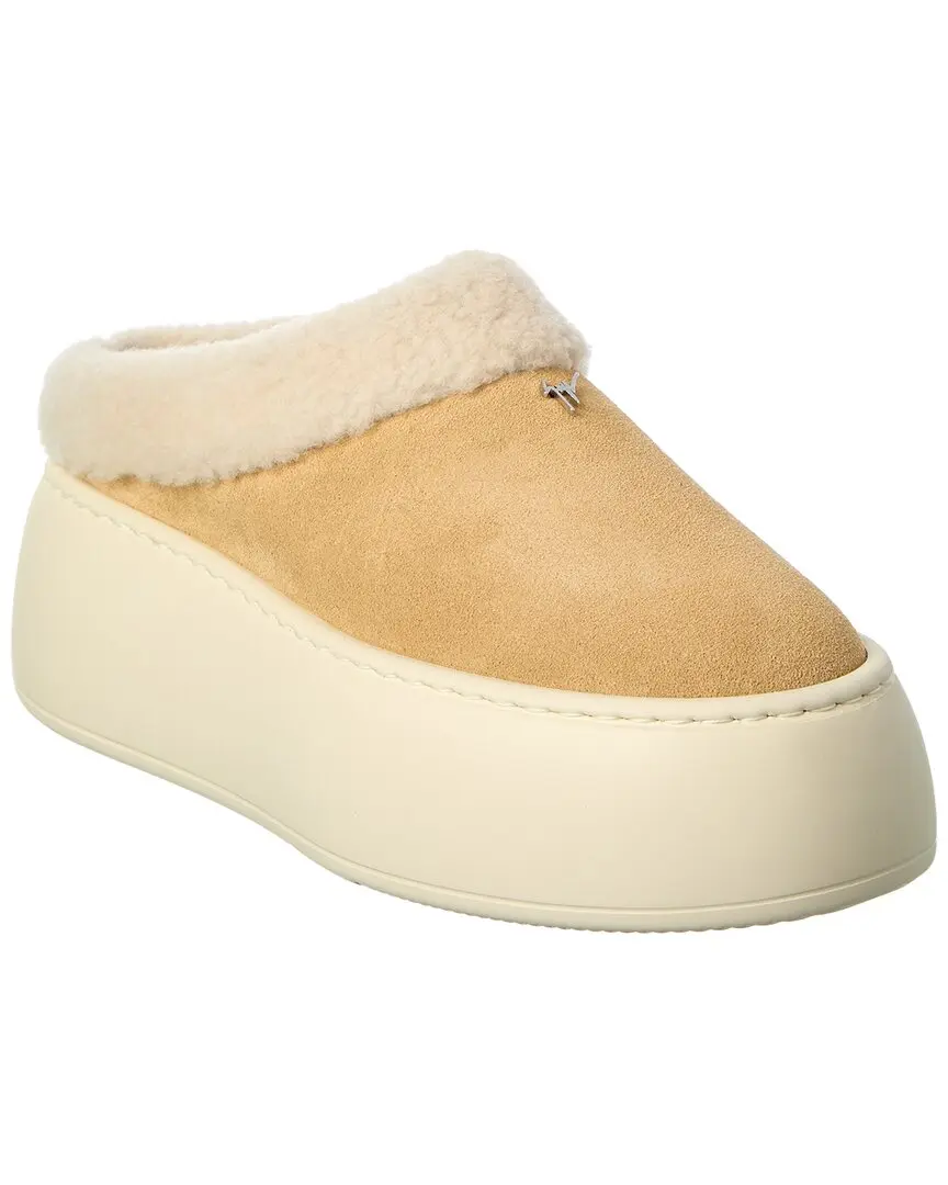Giuseppe Zanotti Alma Suede & Shearling Sabot Platform Mule