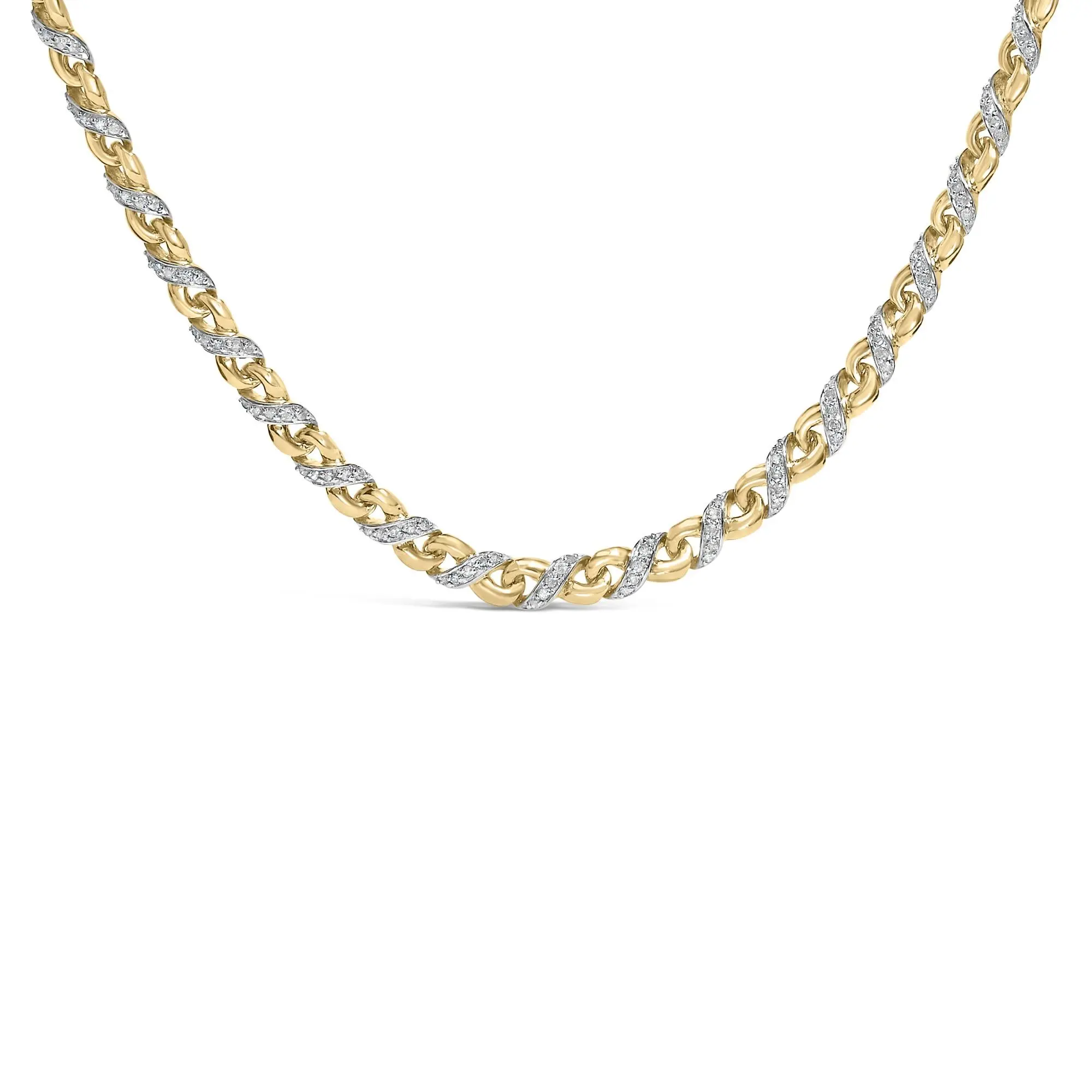 10K Yellow Gold 1 cttw Diamond Riviera Statement Pendant Necklace (J-K, I2-I3)