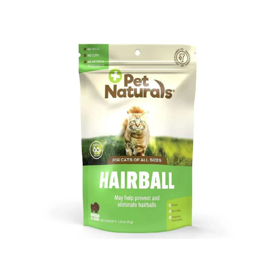 Pet Naturals Cat Hairball Chews - Chicken Liver Flavor Aid with Hairball Elimination, Herbal-Free Cat Vitamins & Supplements
