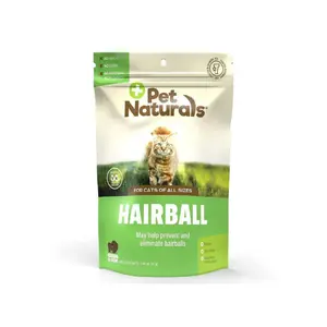 Pet Naturals Cat Hairball Chews - Chicken Liver Flavor Hairball Aid, Herbal-Free Cat Vitamins & Supplements