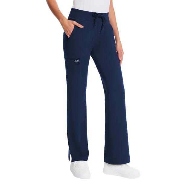 Yoga Scrub Pants for Women - 4-Way Stretch Work Pants with 5 Pockets (1 Cargo), Mid Rise Flared Fit for Nurses & Healthcare Professionals
