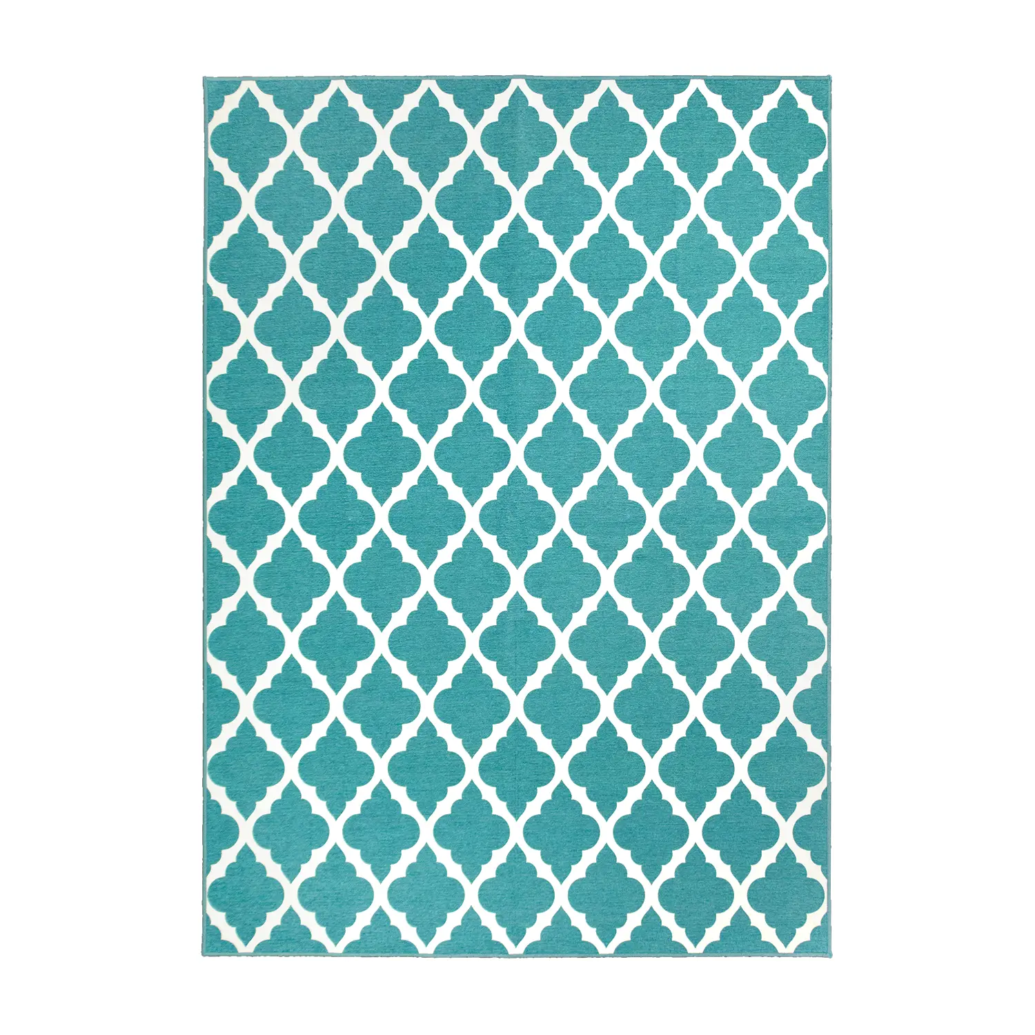 My Magic Carpet Moroccan Trellis Teal Machine Washable Area Rug, 5x7 Stain Resistant, Non-Slip, Waterproof