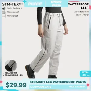 PUFFIT STM-TEX  Relax Fit Straight Leg Waterproof Pants With 2 Side Zip Hem, Lightweight, Breathable & Eco Fabric,Work, Walk & Outdoor Ready,Comfort Fit,Hiking,Casual Fitted Style SpringStatements
