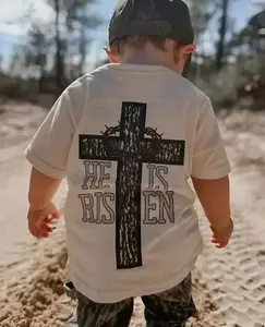 Youth and Adult Camo Cross He Is Risen T-Shirtg, Vintage tee, Toddler Youth, Natural Country Boy T-shirt Graphic Tee,  Gift For Son And Daughter, youth swear, Toddler graphic tees, family matching shirt, holiday shirt, youth clothing