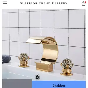 Waterfall Bathroom Basin Faucet – Deck Mounted Cold & Hot Water Mixer, 3 Holes