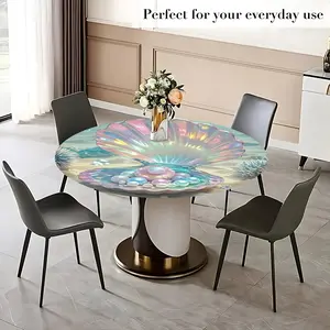 Elegant Elastic Round Tablecloth, Easy Installation & Cleaning, Reusable Multiple Sizes, Indoor Outdoor Use, Holiday Wedding Birthday Decor