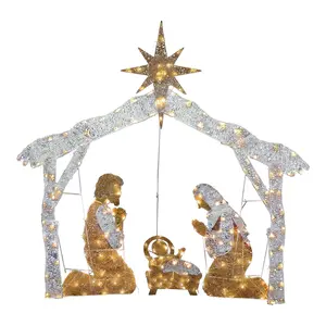 55" Nativity Scene with White LED Lights