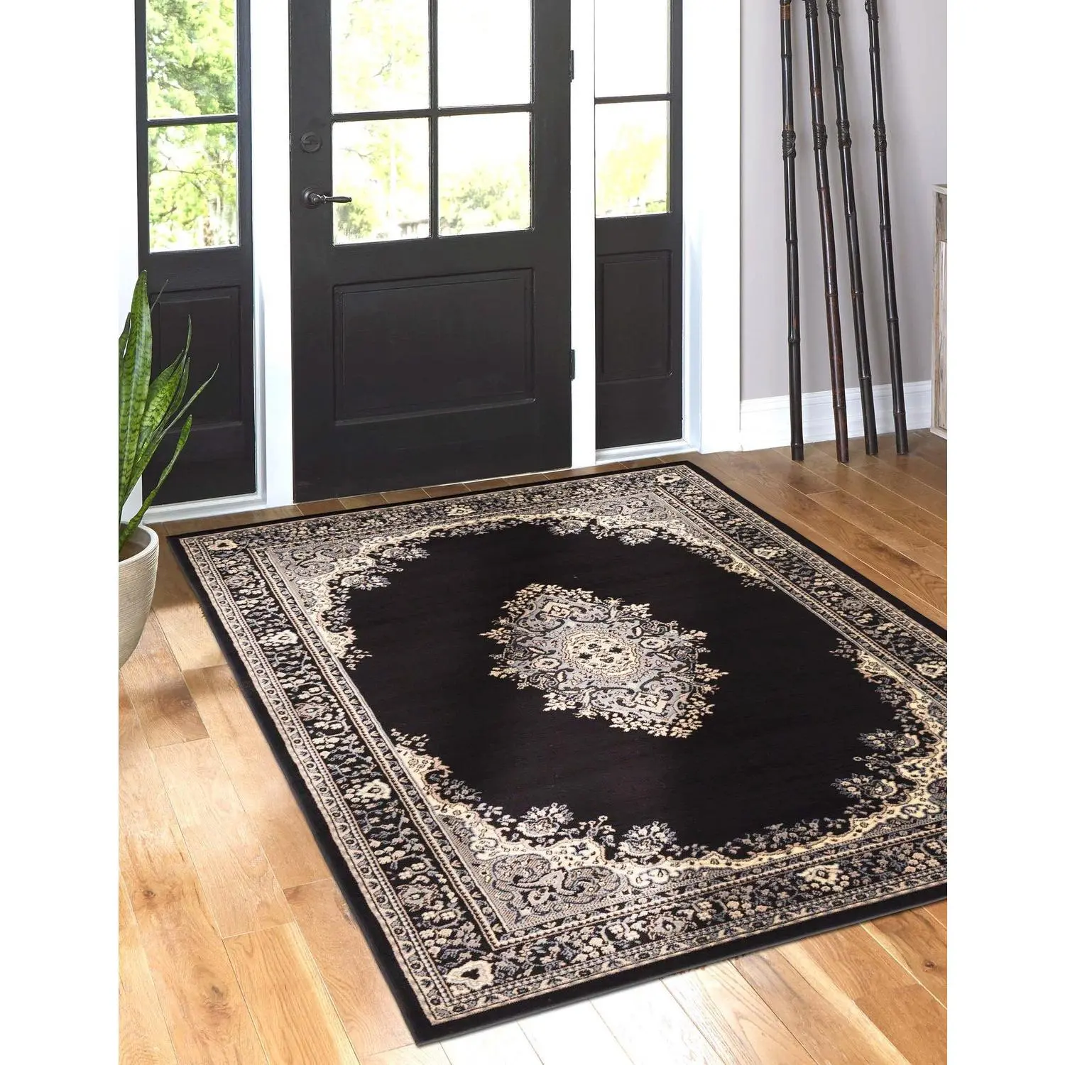Black Mashad Design Rug Black Mashad Design Rug