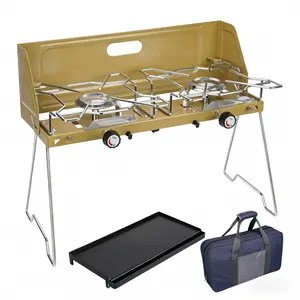 Foldable 2 Burner Camping Gas Stove Propane Grill for Camping Tailgating Backyard Cooking