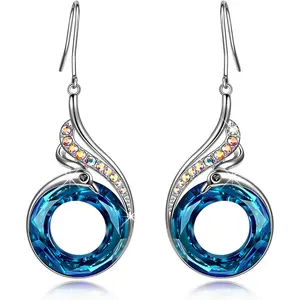 Kate Lynn "Rise from the Ashes" Phoenix Earrings, Sterling Silver Dangle Earrings with Crystals from Austria, Birthday Gift with Jewelry Box, Symbol of Luck and Renewal Kate Lynn