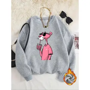 Women's Casual Cartoon Character Sweatshirt, Round Neck Long Sleeve Top with Fun Print, Perfect Fall Gift, Essential for Autumn & Winter