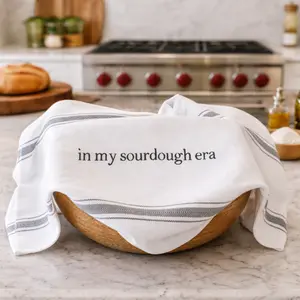 In My Sourdough Era Embroidered Kitchen Towel | Aesthetic Baking Cloth | Bread Proofing Cover | Gift for Baker