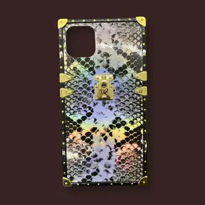 Holographic Python Snake Skin Phone Case for IPhones Square Case - Original Design with Unique Holographic Finish