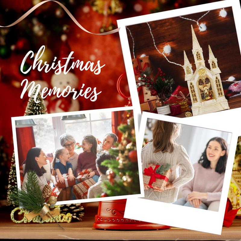 16Inch Lighted Religious Snow Globe Nativity Church with 6H Timer Music, Multicolored Resin, Classic Style, Christmas Home Decor Gift