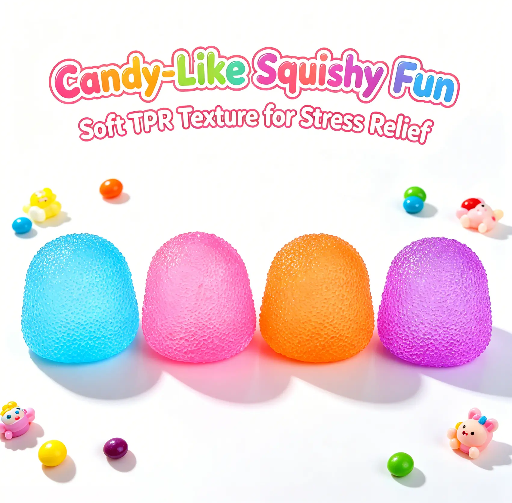 Squishy Toy Stress Ball Candy Gumdrop Squeezy Fidget Toy Slow Recovery Stretchable Maltose Squishy Sensory Relief Toy For Kids Adults Office Classroom Anxiety Toy