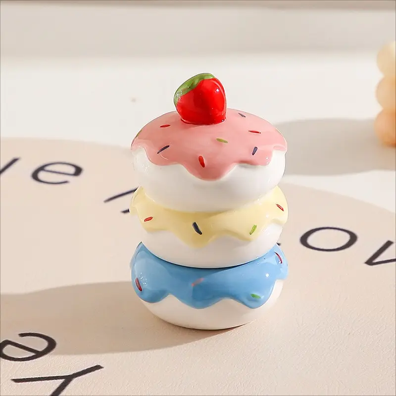 1Pc Strawberry Cake Shaped Ceramic Toothpick Holder, Multi-Color Dessert Theme Storage Box, For Toothpicks, Dental Floss & Cotton Swabs, Decorative Organizer For Home & Dining Table, Available In Strawberry & Cake Styles
