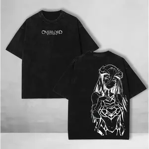 valentine shirts Albedo Printed Tee Anime Overlord Clothing Men Women Vintage Washed hot product Tshirts Short Sleeve Tshirt Washed Retro Fashion