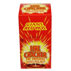 Giant Red Hot Pickled Sausage Fire Cracker Snack – 15 Ct Box