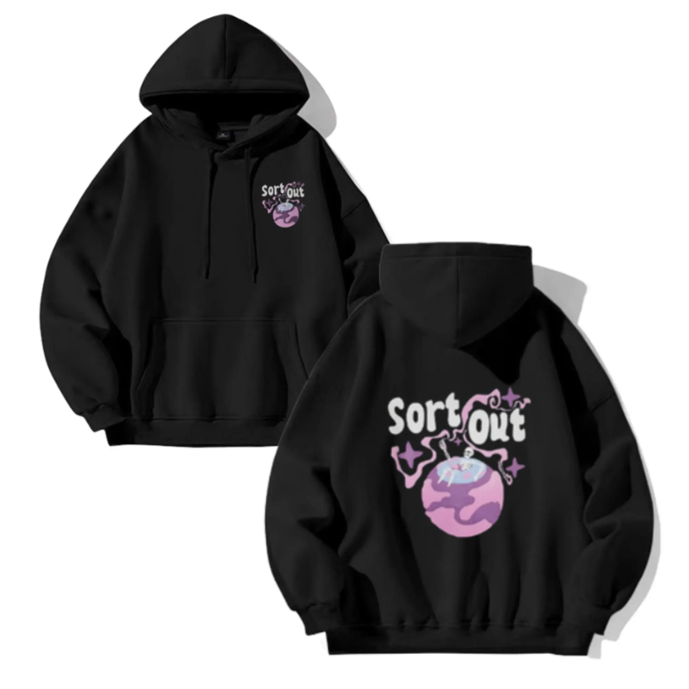 Unisex Hooded Top, Casual Cotton Blend Longsleeve Pullover Sweatshirts with Alphabet Logo, Cartoon Print, Kangaroo Pocket, Streetwear for Fall Winter Sports Outerwear, Longsleeves, Pockets, Menswear, Graphic