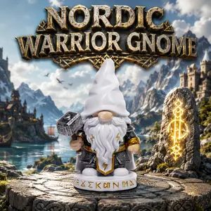 2026 HODAO Hand-Painted Thor Gnome Resin Statue, Viking Thunder God Dwarf Figurine, Home Decor, Room Decor, Desktop Display Gift for Fans