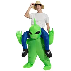 Adult Inflatable Alien Costume, Funny Inflatable Alien Rider, Perfect for Halloween Parties and Alien Kidnapping Theme, Fun Dress-Up Clothing for Adults