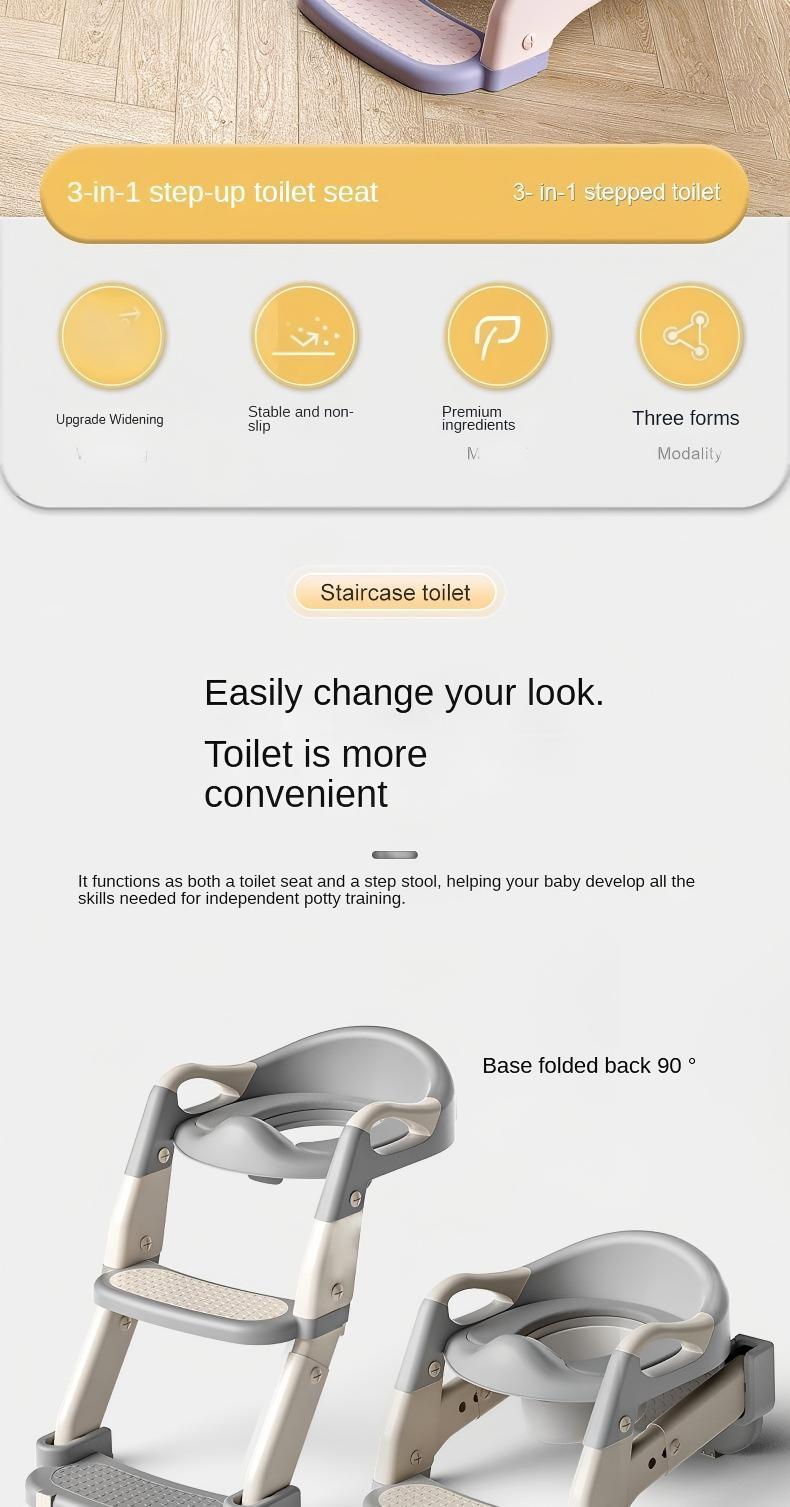 Potty Training Seat with Step Stool Ladder for Toddlers – Comfortable, Safe & Adjustable Toilet Trainer for Boys & Girls, Anti-Slip Pads, Easy Climb Design, Grey, Toilet Trainer for Kids, Potty Training Ladder for Bathroom, Non-Slip Kids Toilet Seat