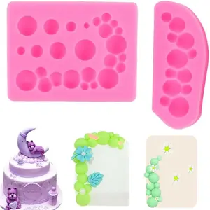 2 count 3D Pearl Fondant Mold Semi Sphere Ball Silicone Fondant Molds Hemispherical Shape Bubble Cake Decorating Chocolate Molds for Cake Decoration Candy Sugar Cupcake Topper Cake Pop Popsicle
