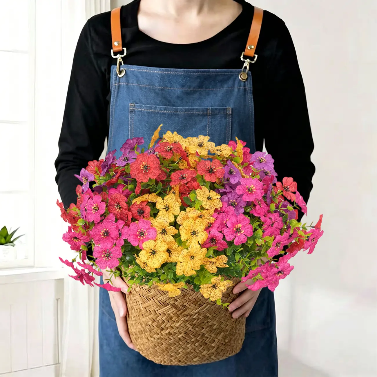 12/24pcs DIY UV Resistant Outdoor Artificial Daisies Vibrant Fade Proof Fake Flowers for Garden Balcony Hanging Basket Decor No Maintenance Long Lasting home garden party wedding decor faux floral decor floral arrangement daisy flower waterproof