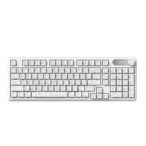 FURYCUBE IP98 Keyboard with Number Pad RGB Backlit Wireless Wired MediaKnob Custom Mechanical Feel Computer Keyboard for MAC Xbox PC Gamer Office Membrane Keyboard Designed for Career Office