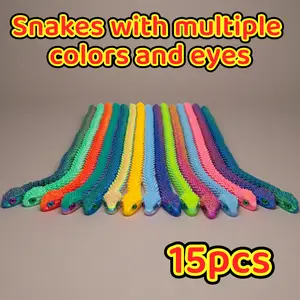 15 3D printed venomous snakes of the same color, suitable for home desktop decoration, room desktop decoration, creative collection of holiday gifts, suitable for various holiday decorations such as Christmas/Easter/Halloween. tiktokshopspringglowup