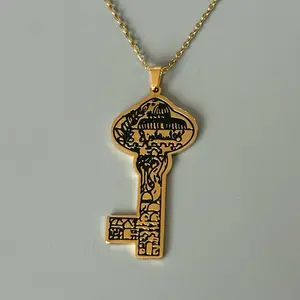 Palestinian Key of Return Necklace | Al-Aqsa Masjid Design | Gold Necklace with Arabic Calligraphy فلسطين | Symbol of Resilience