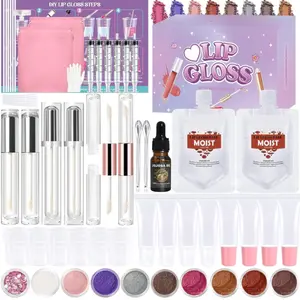 Lip Gloss Making Kit, 58PCS DIY Lip Gloss Kit, Lipgloss Making Kit for Women, Beginner, Girls, Moisturizing Lipgloss Base Moist, Double-Ended Tubes, Jojoba Oil, Tween Girls Gift Trendy Stuff