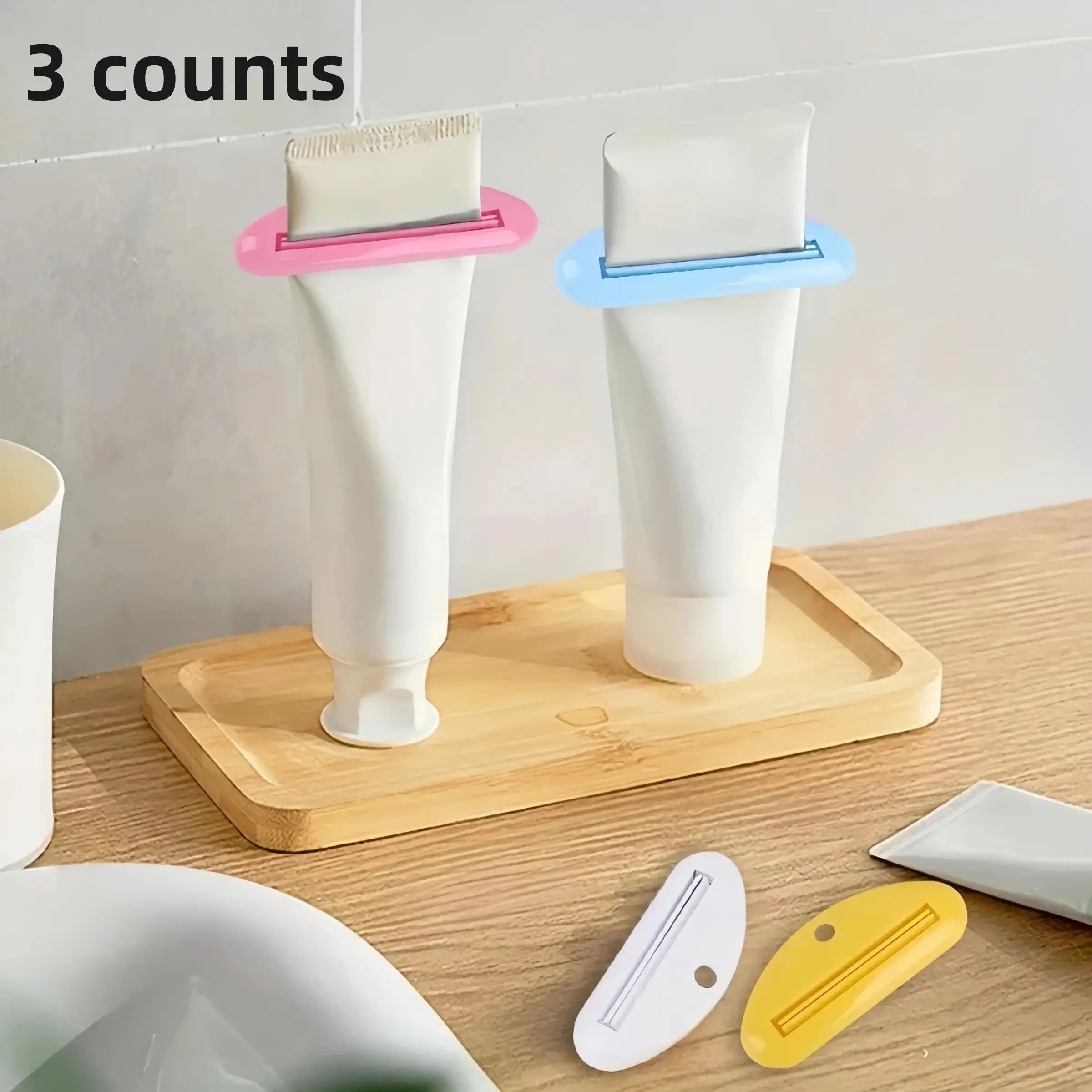 3-Piece Manual Toothpaste Dispenser, Multi-Functional Tube Clip, Easy Distribution, Plastic Lotion and Cream Squeezer, Bathroom Accessory, Toothpaste Squeezers