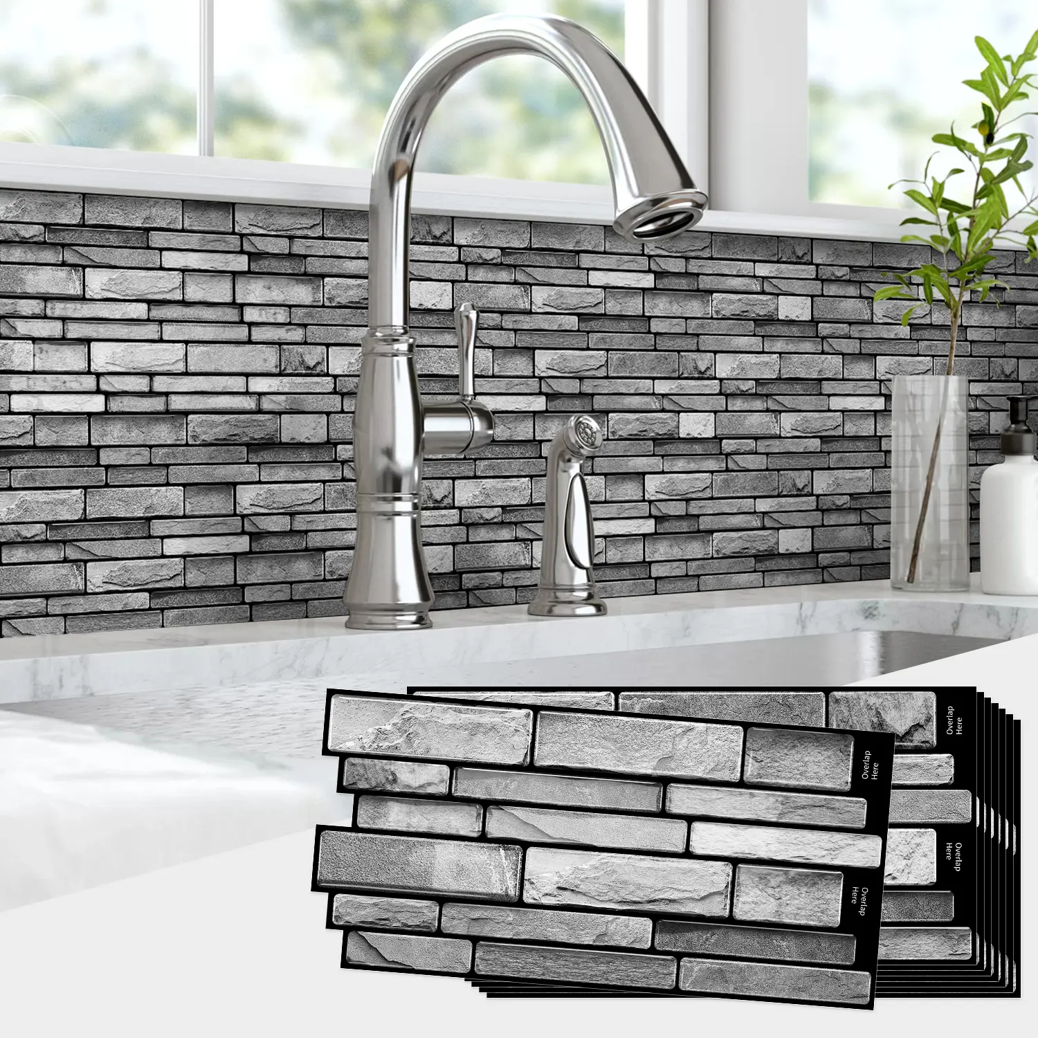 8/16 Pieces Drip Adhesive Stickers with Stone Pattern, Wear-Resistant, Stain Resistant, Easy to Maintain, Suitable for Home Decor, Peel and Stick Wallpaper Designs