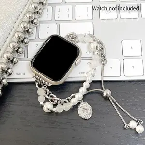 Fashion Metal Bracelet Wristband Band, Luxury Rhinestone Decor Watch Band for Women, Smart Watch Band for Apple Watch Series 9 8 7 6 5 4 3 SE, Smart Watch Strap
