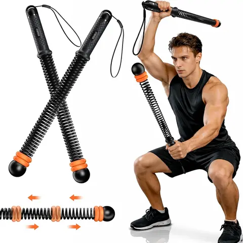 RENRUI Cordless Weighted Ropeless Battle Ropes with Adjustable Resistance Springs - Ropeless Grip Workout Equipment, Home Gym Exercise Accessory for Cardio, Strength Training