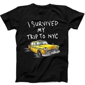 I Survived My Trip to NYC New York City Yellow Taxi Tom Gift Tee Black T Shirt