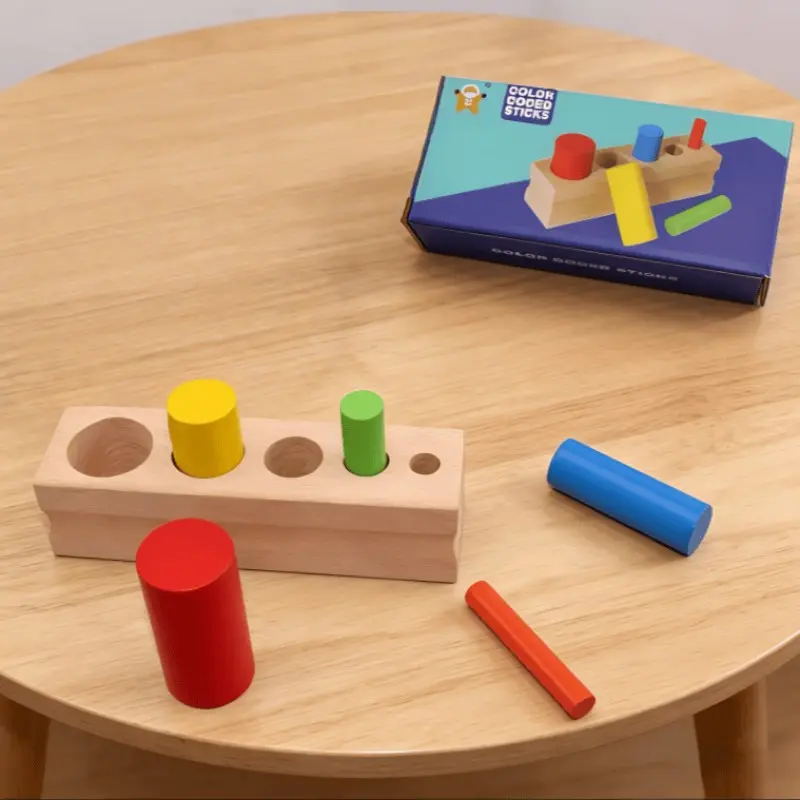 Wooden Colorful Socket Cylinder Set, Hand-Eye Coordination Toy, Fine ...