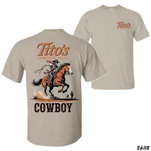 Tito's Handmade Vodka Cowboy T-Shirt – Western Skeleton with Lasso Graphic, Bold Desert Rider Tee for Tito's Fans, Country Drinking Shirt, Gift for Rodeo Lovers, Cotton, Comfort, Unisex, For Men, For Women