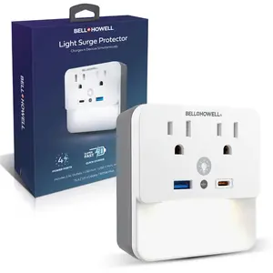 Light Surge Protector Multi Power Station 2 AC Outlets, 1 USB-A, and 1 USB-C Ports Wall Adapter Tap with Nightlight Light Surge Protector Multi Power Station 2 AC Outlets, 1 USB-A, and 1 USB-C Ports Wall Adapter Tap with Nightlight