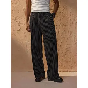 Men'SCasual / Black Pinstripe /Wide Leg/Straight Leg